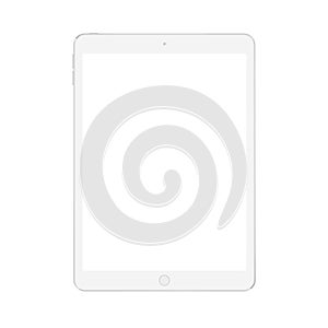 Realistic vector digital soft white tablet mock up with white blank screen.