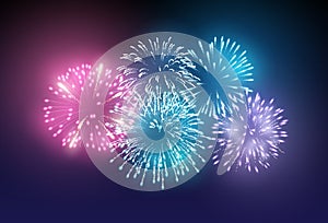 Realistic Vector Fireworks Display