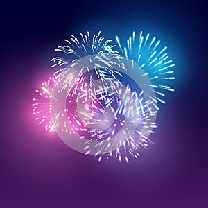 Realistic Vector Fireworks Display Set