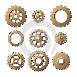 Realistic vector gears, isolated on white background