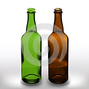 Realistic vector glass beer bottles