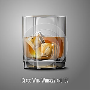 Realistic Vector glass with smokey Scotch Whiskey