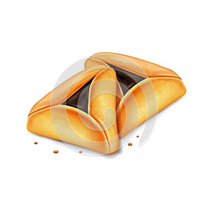 Realistic vector hamantaschen cookies.