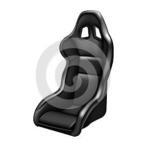 Realistic vector icon illustration of sport car black leather car seat . Side view