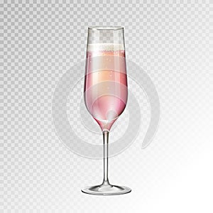 Realistic vector illustration of champagne glass isolated on transperent background