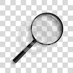 Realistic vector illustration of a magnifying glass at an angle