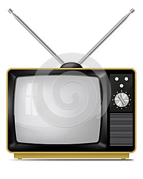 Realistic vector illustration of retro portable TV, television s