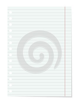 Realistic vector lined notebook sheet