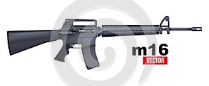 Realistic vector M16 rifle isolated on a white photo
