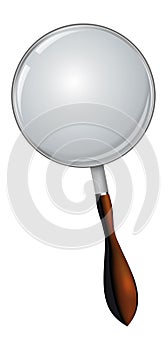 Realistic vector magnifying glass on white.