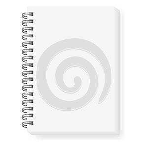 Realistic vector mock-up of an open notepad, top view.