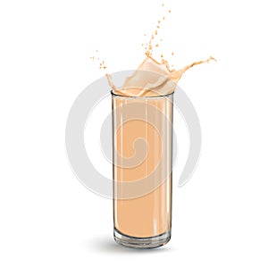 Realistic vector splash of coffee with milk, latte, tea with milk isolated on a white background.