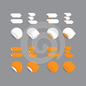 Realistic vector stickers - orange collection. Modern design, bl