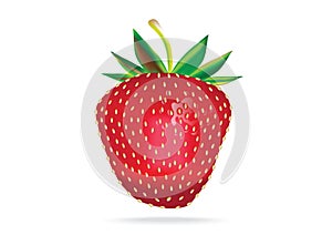 Realistic vector strawberry illustration. Red strawberry isolated on white background.