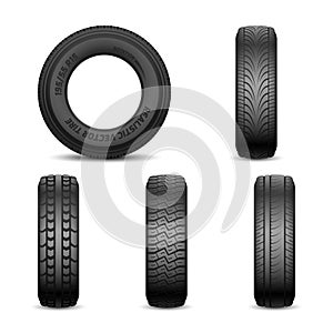 Realistic vector tires with different tread marks