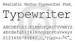 Realistic vector Typewriter font