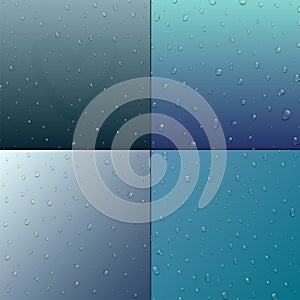 Realistic vector water drops liquid transparent raindrop splash background illustration