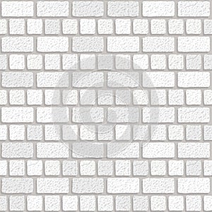 Realistic vector white English brick wall seamless pattern. Flat light grey wall texture. Simple grunge stone, textured