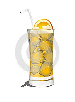 Realistic vector yellow cocktail drink