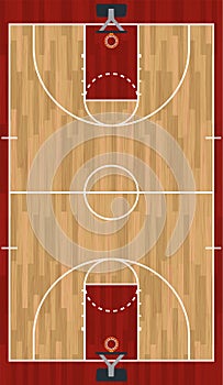 Realistic Vertical Basketball Court Illustration