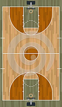 Realistic Vertical Basketball Court Illustration