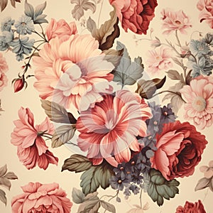 Realistic Vintage Floral Wallpaper With Majestic Romanticism