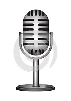 Realistic vintage microphone icon