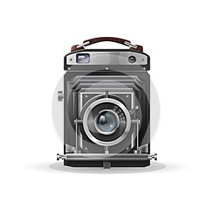 Realistic vintage retro camera. Vector illustration.
