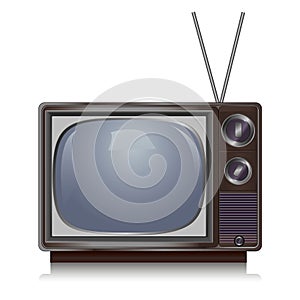 Realistic vintage TV isolated on white, retro