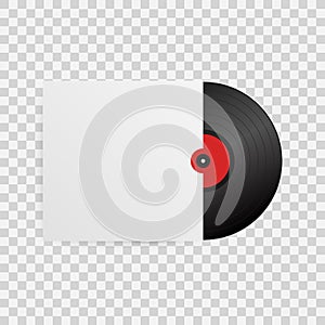 Realistic Vinyl Record with Cover Mockup. Disco party. Retro design. Vector illustration.