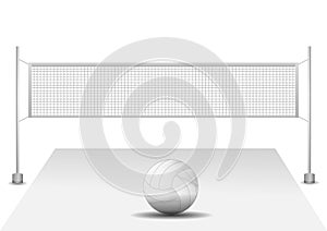 realistic volleyball net with ball white and volleyball net sport. beach volley sport