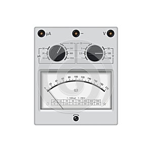 Realistic voltmeter ammeter with pointer dial.