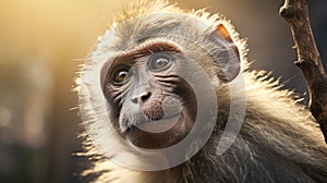 Realistic Vray Tracing Monkey Portrait In Soft Light