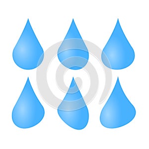 Realistic water drop. Pure, clean water drops. Water Rain. White background. Vector illustration