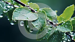 Realistic Water Droplets On Tree Branches Wallpaper