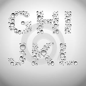 Realistic Water Drops Font from G to L