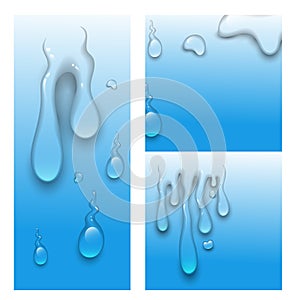 Realistic water drops liquid transparent raindrop splash vector illustration