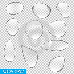 Realistic Water Drops Set On Transparent