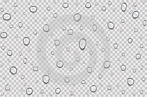 Realistic water rain drops . Ð¡lean transparent drops on a transparent background - stock 