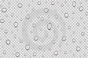 Realistic water rain drops vector. Ð¡lean transparent drops on a transparent background - stock vector
