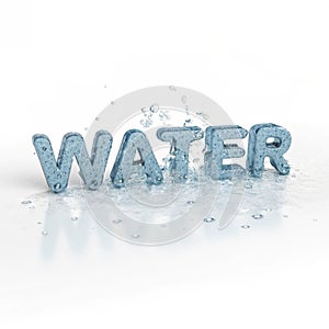 Realistic water text with splash 3D bubble font isolated on white