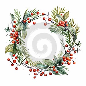Realistic Watercolor Christmas Wreath Vector Art - Free Download