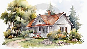 Realistic Watercolor Cottage Illustration In The Style Of Steve Henderson photo