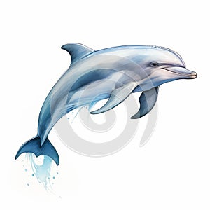 Realistic Watercolor Dolphin Illustration Accurate, Detailed, And Energy-filled photo