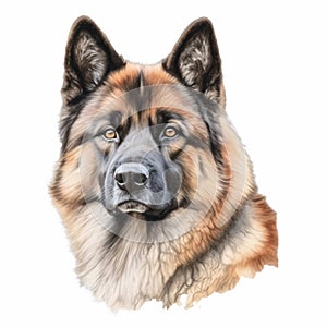 Realistic Watercolor Illustration Of A German Shepherd Dog