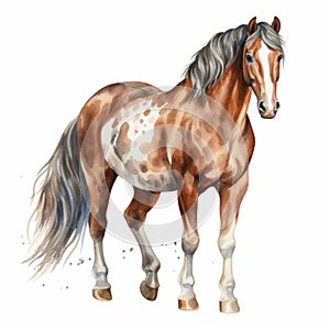 Realistic Watercolor Painting Of A Contest-winning Horse