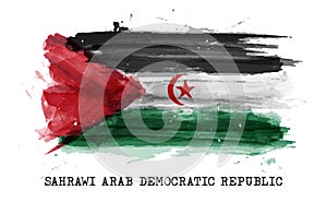 Realistic watercolor painting flag of Sahrawi arab democratic republic . Vector