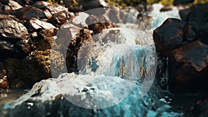 Realistic Waterfall With Rocks: Octane Render, Graflex Speed Graphic, Terragen