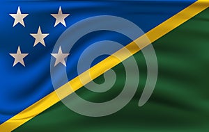 Realistic waving flag of Solomon Islands, the Waving Flag of Solomon Islands, high resolution Fabric textured flowing flag,vector photo