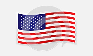 Realistic waving flag of United States in trendy neumorphic style. Current national flag of United States of America